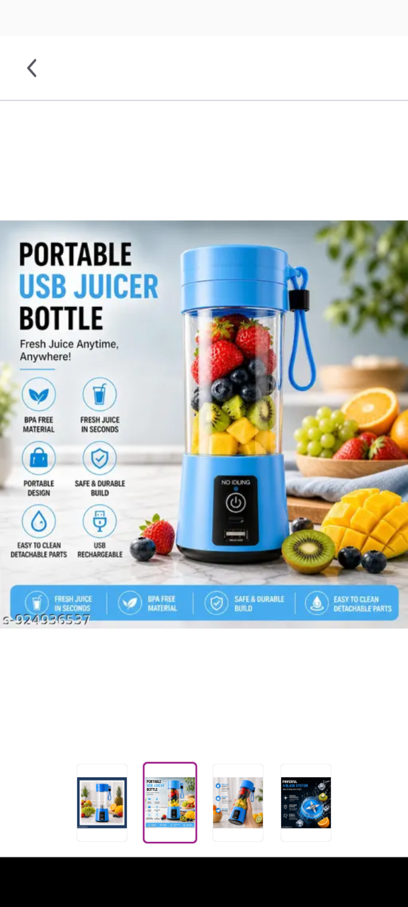 Portable Juicer Bottle 500ML | USB Rechargeable Blender with Micro USB | Easy to Carry Smoothie Maker | BPA-Free | Travel Friendly